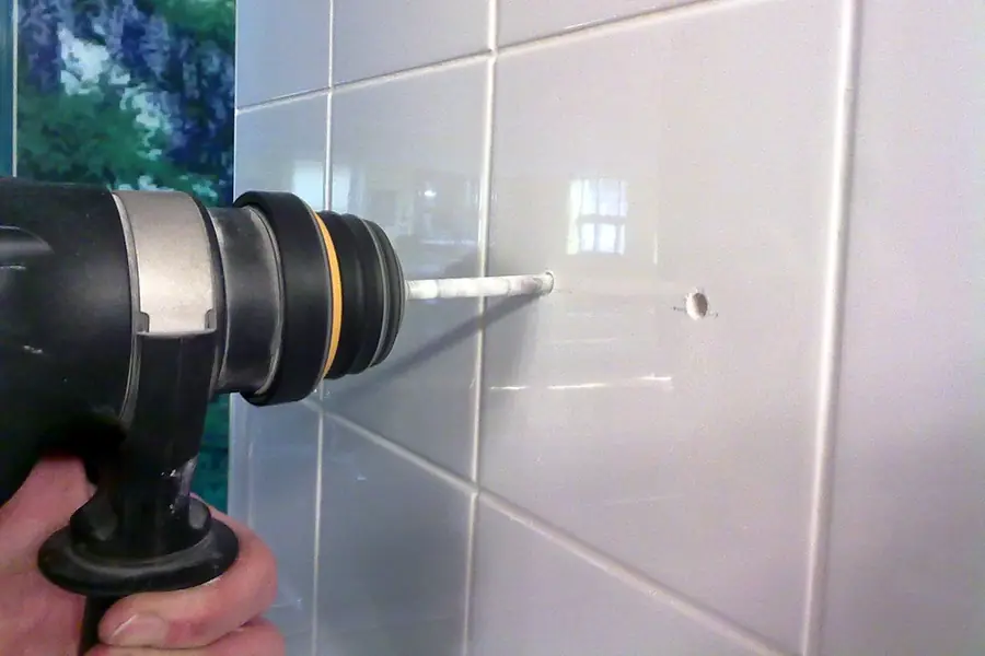 Drilling into white ceramic wall tiles