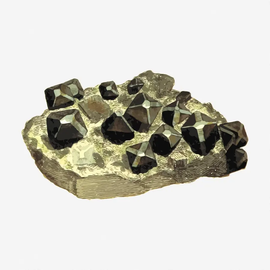 Illustration of cassiterite, the main ore of tin