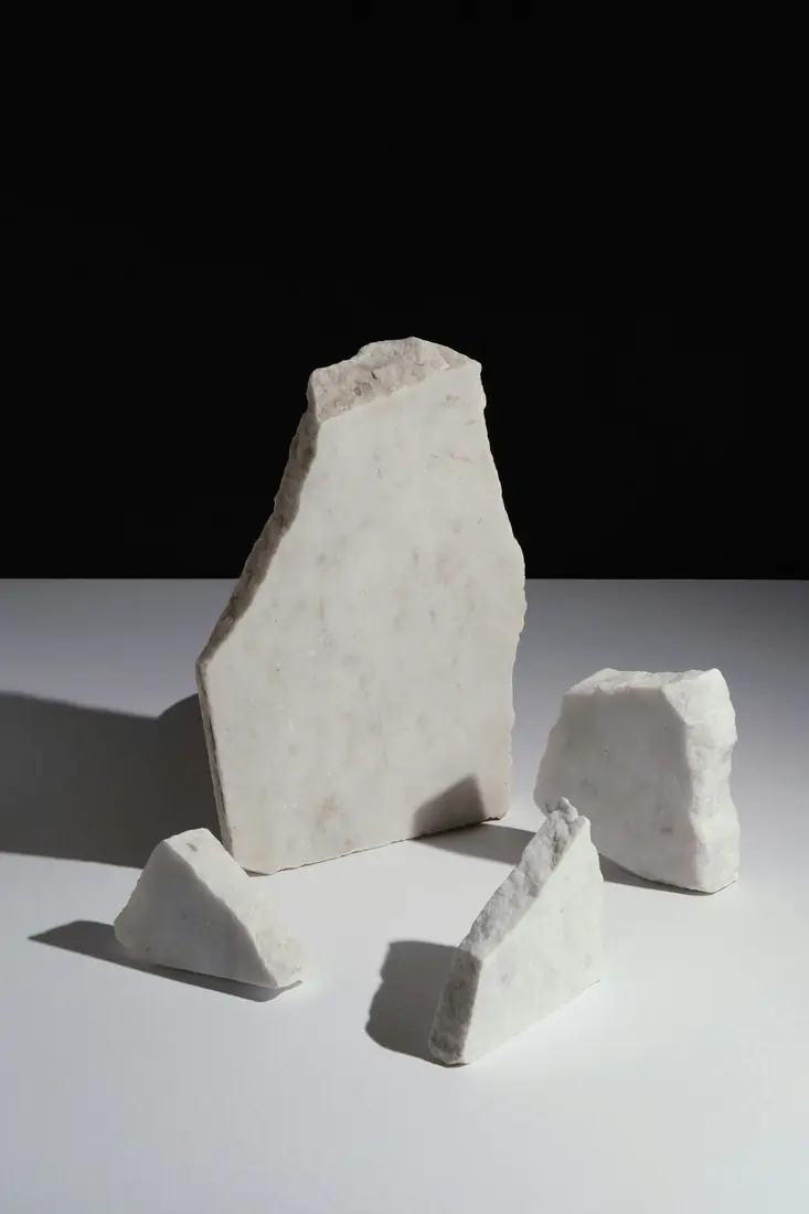Pieces of raw white stone